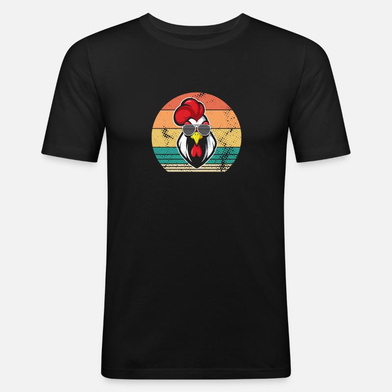 Hühner Hahn - Männer Slim Fit T-Shirt - Schwarz
