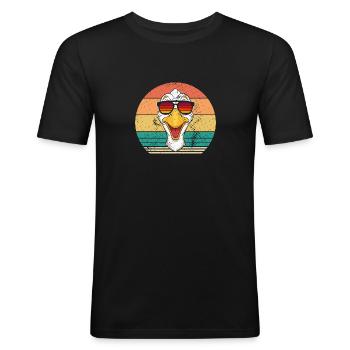 Oie - T-shirt près du corps Homme - noir - Devant - Nik (191cm)