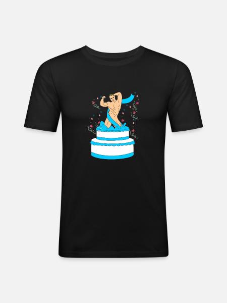 Striptease Überraschung Mann Nackt Junggesellen - Männer Slim Fit T-Shirt - Schwarz
