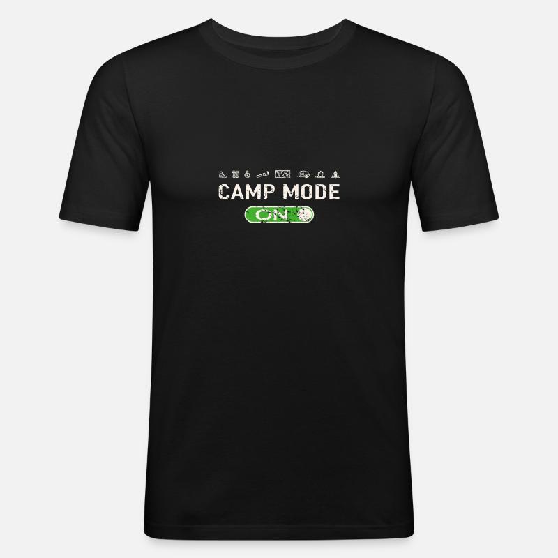 Camp Mode ON - Männer Slim Fit T-Shirt - Schwarz