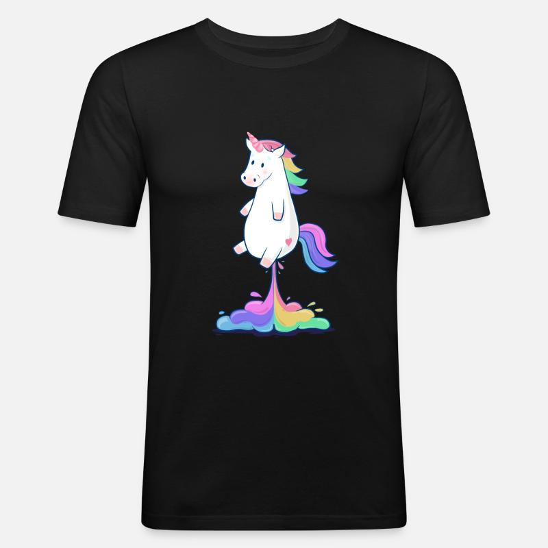 Pupsendes Regenbogen Einhorn - Männer Slim Fit T-Shirt - Schwarz