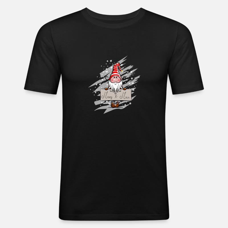 Weihnachtsmann Wichtel 1 - Männer Slim Fit T-Shirt - Schwarz