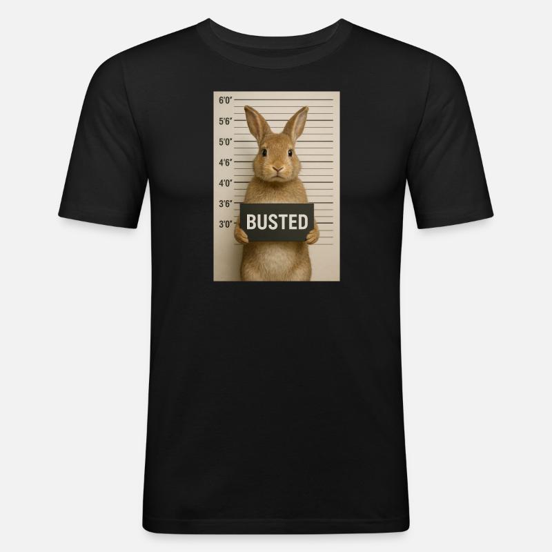 Easter Bunny Mugshot - Männer Slim Fit T-Shirt - Schwarz