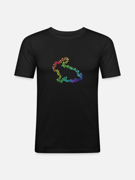 Hase bunte Punkte - Männer Slim Fit T-Shirt - Schwarz