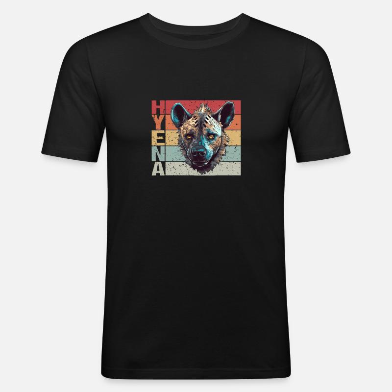 Böse Hyäne Retro style - Männer Slim Fit T-Shirt - Schwarz