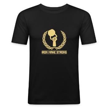 Eisen macht - Kettlebell - Männer Slim Fit T-Shirt - Schwarz - Vorne - Nik (191cm)