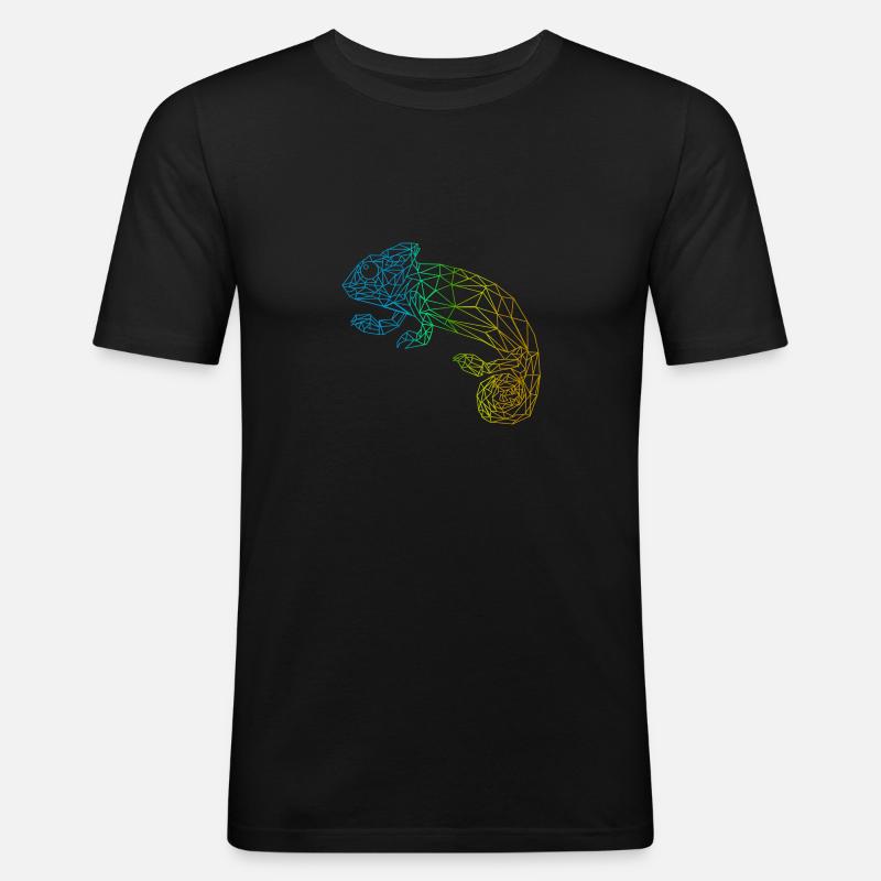Chameleon Poly minimalistisch - Männer Slim Fit T-Shirt - Schwarz