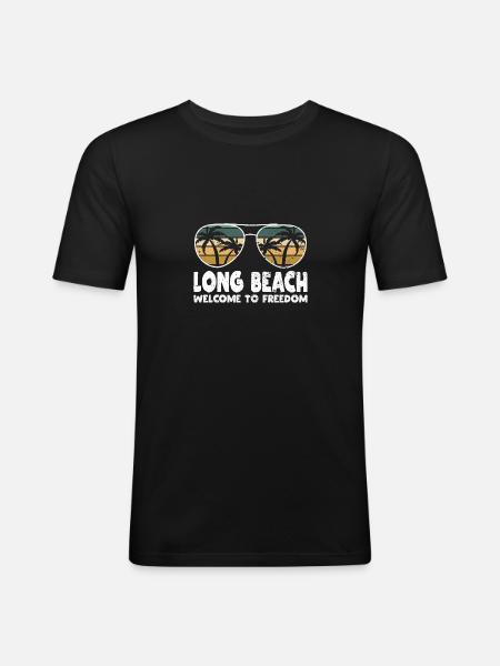 Long Beach Welcome to Freiheitserlaub - Men's Slim Fit T-Shirt - black