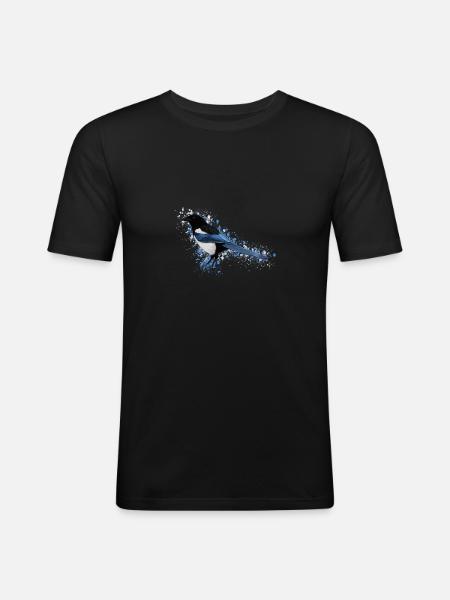 Elster Bird Bird Lover Birdwatcher - Men's Slim Fit T-Shirt - black