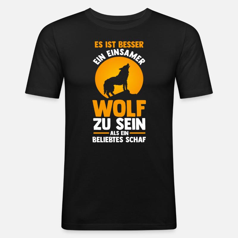 Tier Waldtier Wolf - Männer Slim Fit T-Shirt - Schwarz