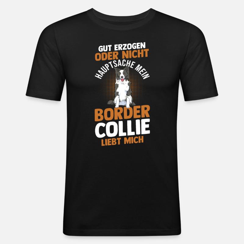 Hund Border Collie - Männer Slim Fit T-Shirt - Schwarz