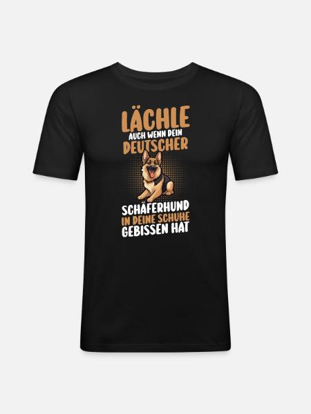Hund Deutscher Schäferhund - Männer Slim Fit T-Shirt - Schwarz