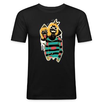PARADIES - Männer Slim Fit T-Shirt - Schwarz - Vorne - Nik (191cm)