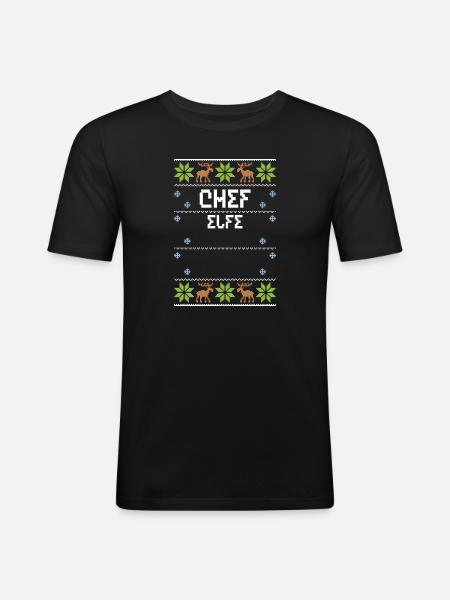 Chef Elfe - Ugly Christmas - Men's Slim Fit T-Shirt - black