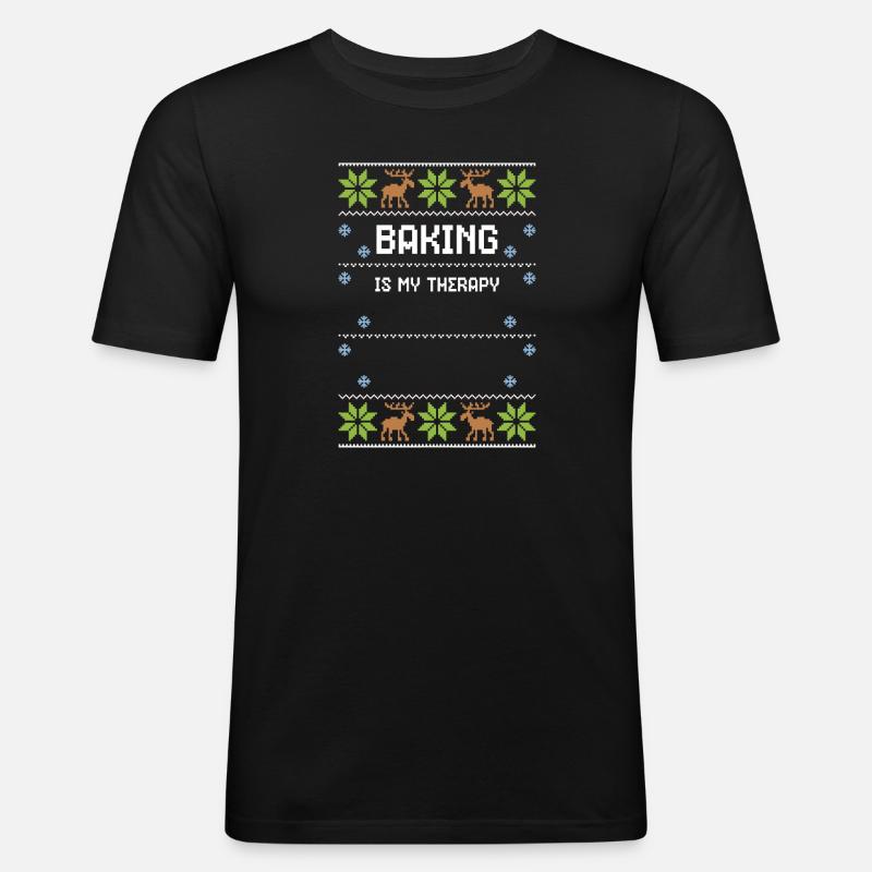 Baking Is My Therapy - Männer Slim Fit T-Shirt - Schwarz