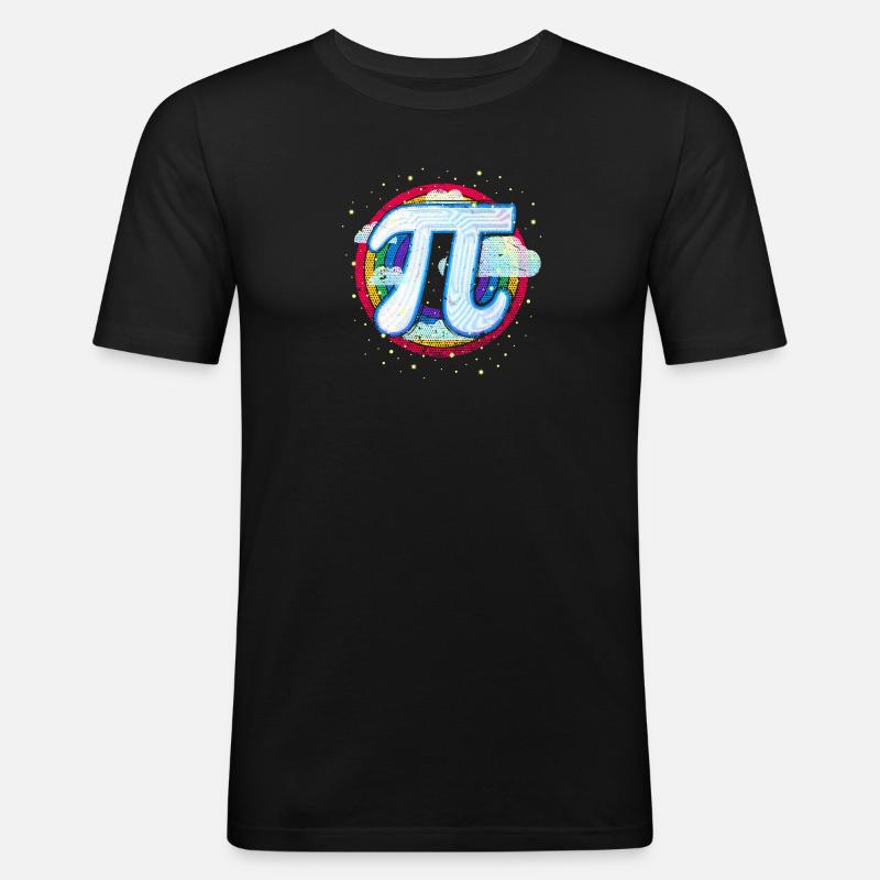 Pi (Regenbogen) - Männer Slim Fit T-Shirt - Schwarz