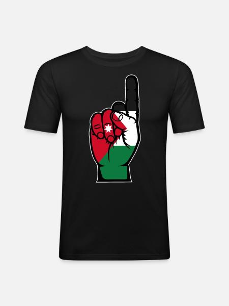 Drapeau jordanien numéro 1 - T-shirt près du corps Homme - noir