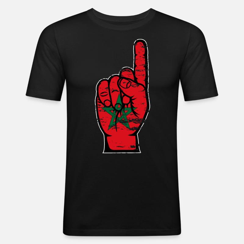 Drapeau marocain numéro 1 utilisé - T-shirt près du corps Homme - noir