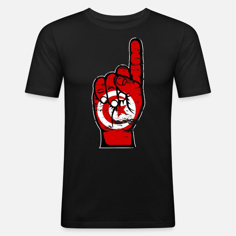 Drapeau tunisien numéro 1 utilisé - T-shirt près du corps Homme - noir
