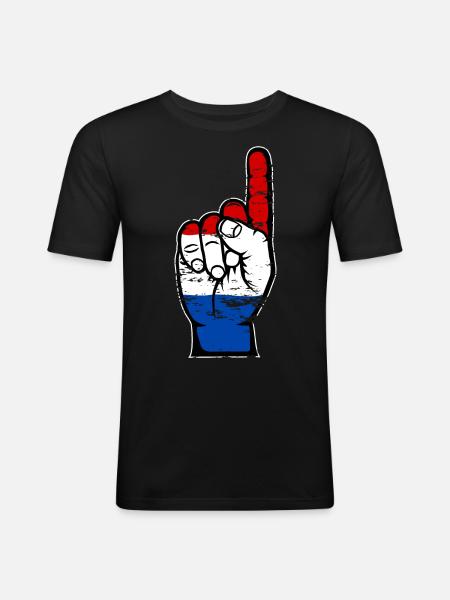 Drapeau hollandais numéro 1 utilisé - T-shirt près du corps Homme - noir