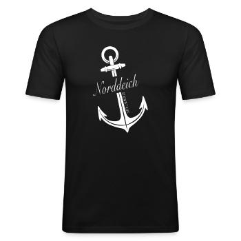 Norddeich - Männer Slim Fit T-Shirt - Schwarz - Vorne - Nik (191cm)