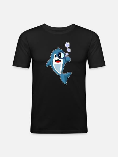 Dolphin Detective Magnifier - Men's Slim Fit T-Shirt - black