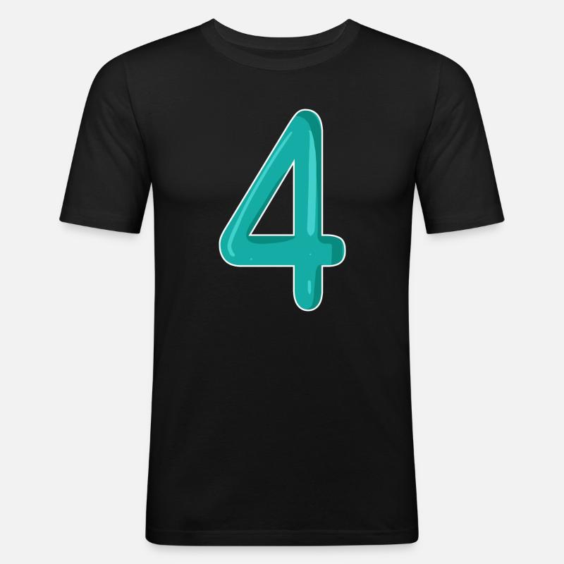 4 - Männer Slim Fit T-Shirt - Schwarz