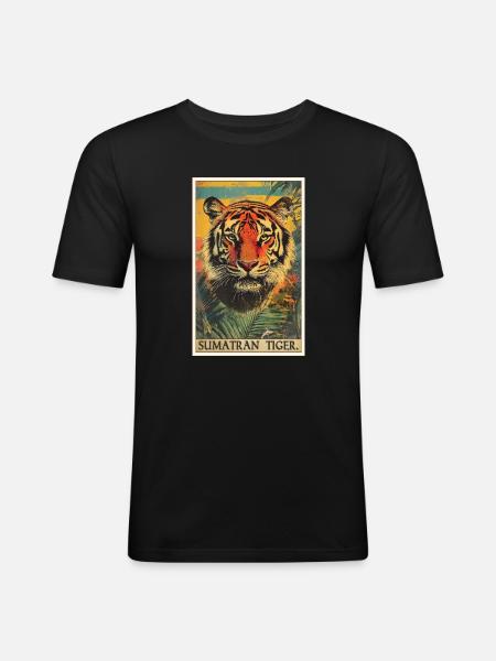 Sumatra-Tiger - Männer Slim Fit T-Shirt - Schwarz