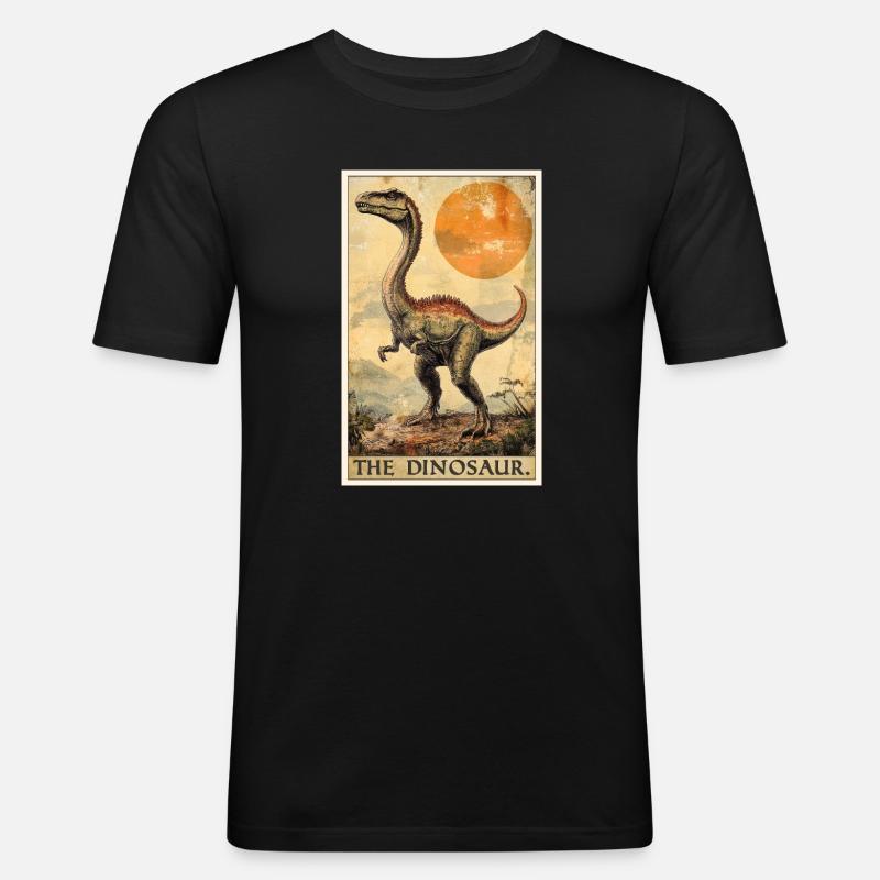 Dino Saurier Dinosaurier - Männer Slim Fit T-Shirt - Schwarz