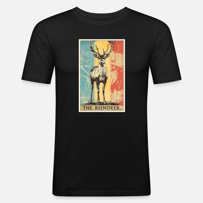 Rentiere Rentier - Männer Slim Fit T-Shirt - Schwarz