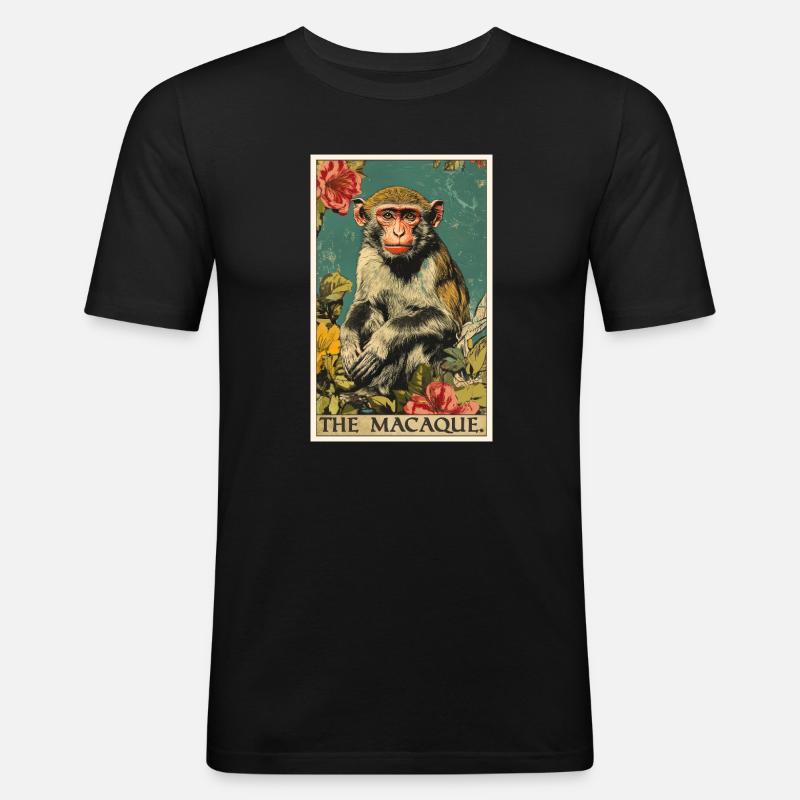 Makaken Makake - Männer Slim Fit T-Shirt - Schwarz