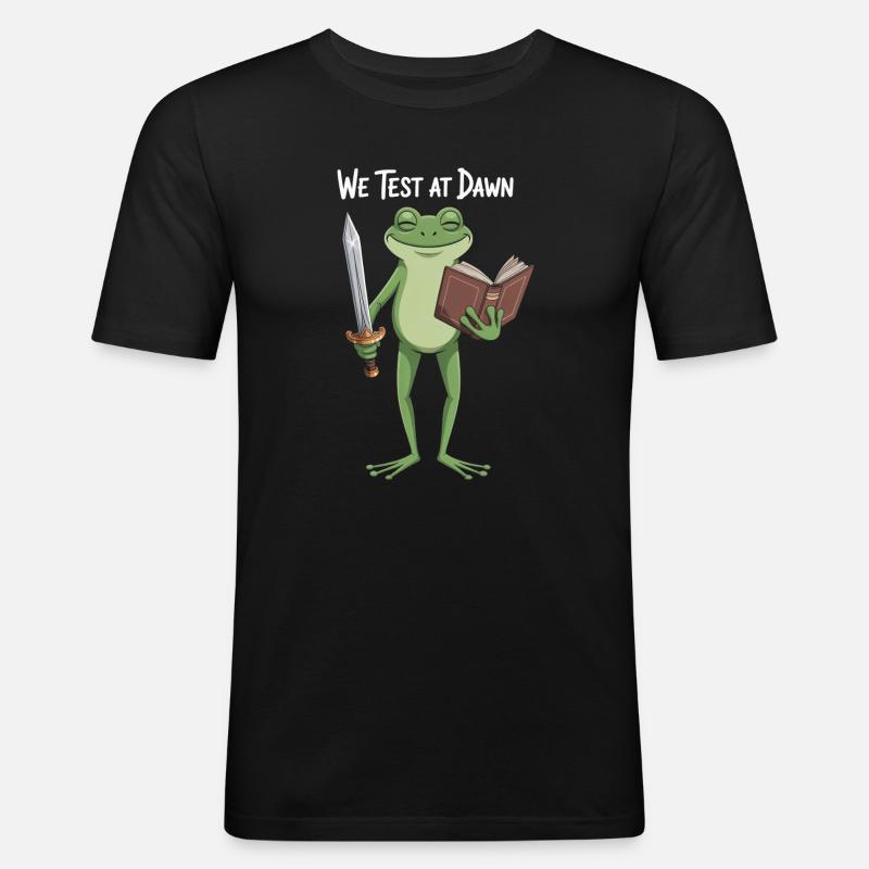 Froschritter im Morgengrauen - Männer Slim Fit T-Shirt - Schwarz