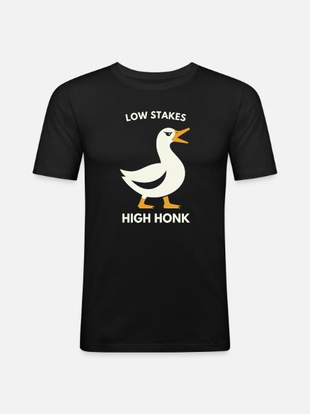 Low Stakes High Honk Duck Tee - Men's Slim Fit T-Shirt - black