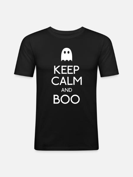 keep calm and boo - Men's Slim Fit T-Shirt - black