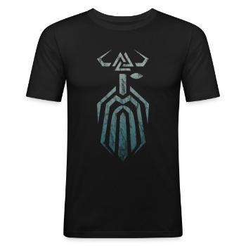 Odin mit Valknut Nordisch Wikinger Viking Pagan - Männer Slim Fit T-Shirt - Schwarz - Vorne - Nik (191cm)