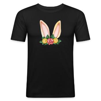 Häschen-Gesicht Ostern - Männer Slim Fit T-Shirt - Schwarz - Vorne - Nik (191cm)