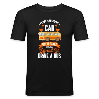 Fahrer Busfahrerin Öffentliche Verkehrsmittel - Männer Slim Fit T-Shirt - Schwarz - Vorne - Nik (191cm)