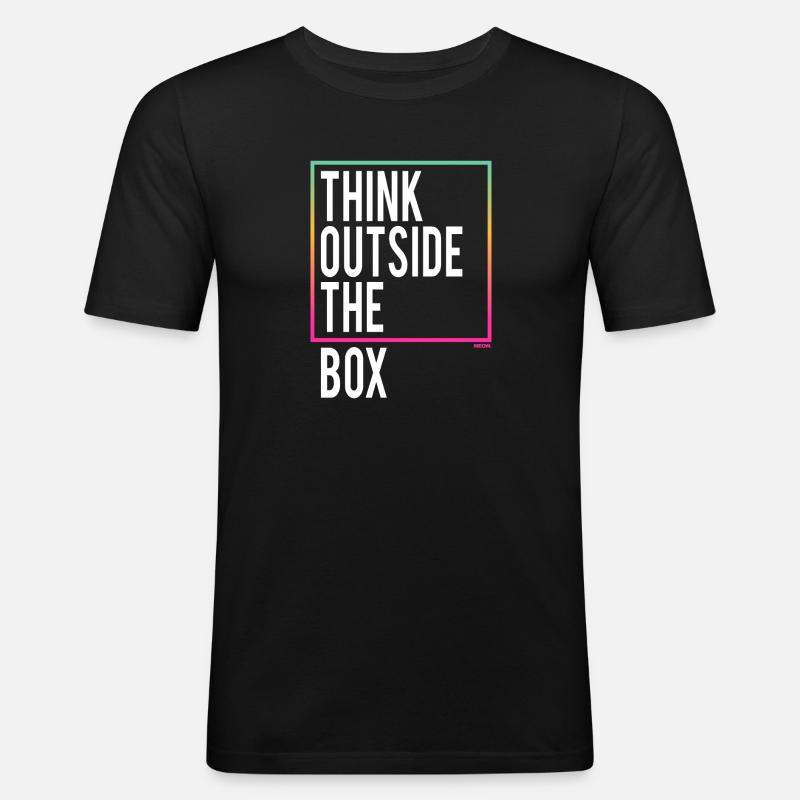 Think outside the Box - Männer Slim Fit T-Shirt - Schwarz