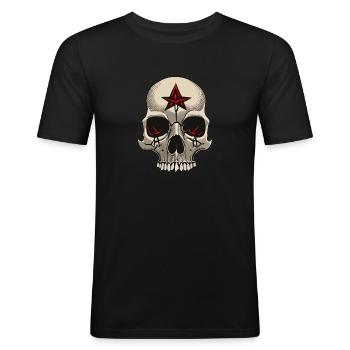Crâne vectoriel maléfique - T-shirt près du corps Homme - noir - Devant - Nik (191cm)