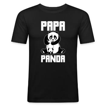 Papa Panda Animal Bambou | Cadeau Fête Famille - T-shirt près du corps Homme - noir - Devant - Nik (191cm)