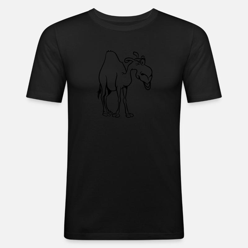 Kamel - Männer Slim Fit T-Shirt - Schwarz