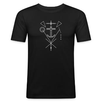 Cutter Friezes - Anchor Geo Art Circle NO.1497 - Men's Slim Fit T-Shirt - black - Front - Nik (191cm)