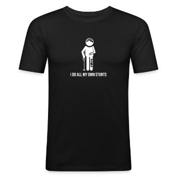 Stuntman Vintage Lustige Sprüche - Männer Slim Fit T-Shirt - Schwarz - Vorne - Nik (191cm)