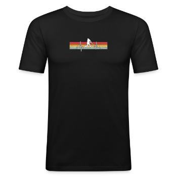 Baseball Baseballspieler Vintage Sprüche Baseballs - Männer Slim Fit T-Shirt - Schwarz - Vorne - Nik (191cm)