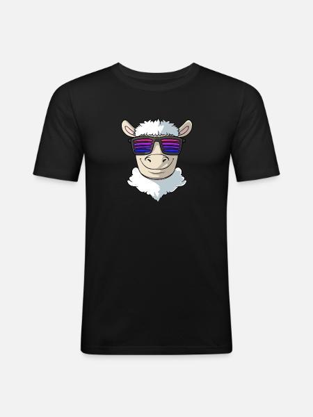 Sheep with coller sunglasses - Men's Slim Fit T-Shirt - black