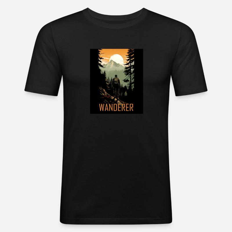 Wanderer - Männer Slim Fit T-Shirt - Schwarz