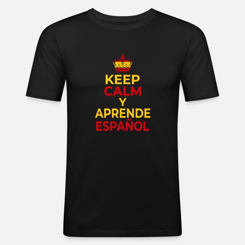 Spanisch lernen Spanischkurs Spruch - Männer Slim Fit T-Shirt - Schwarz