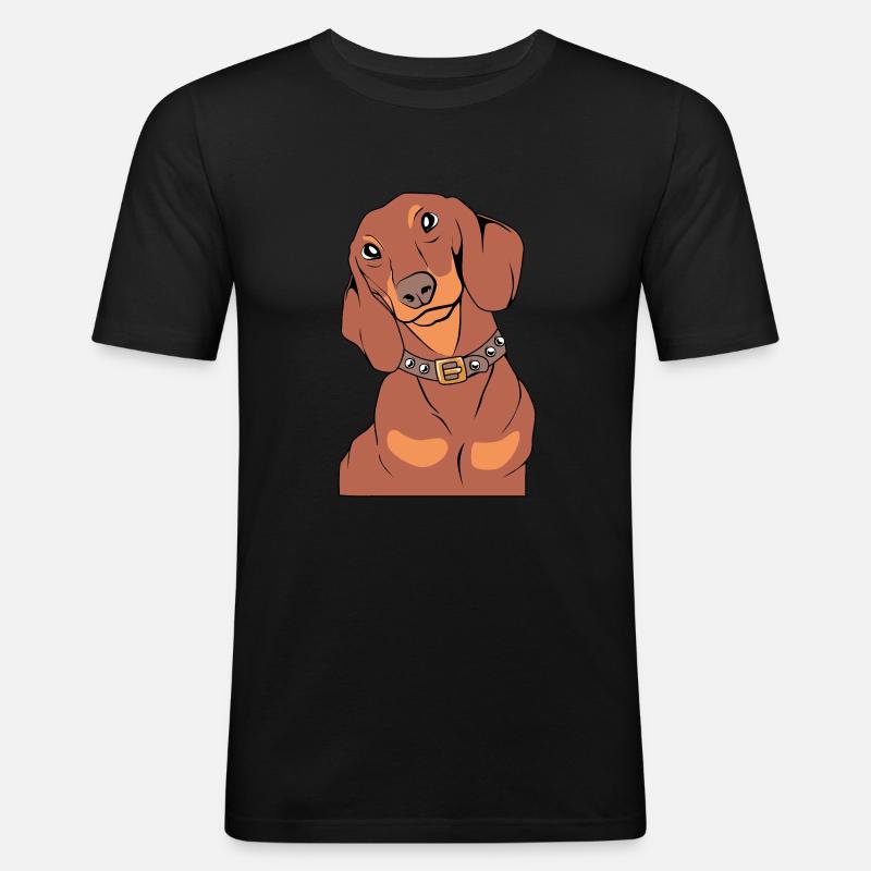 Dackel - Männer Slim Fit T-Shirt - Schwarz