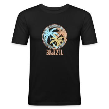 Brésil - T-shirt près du corps Homme - noir - Devant - Nik (191cm)