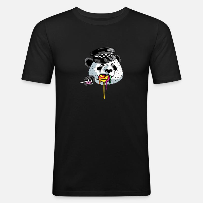 Panda Cop Polizist Gift - Männer Slim Fit T-Shirt - Schwarz